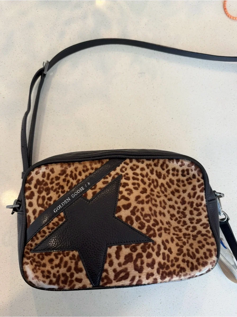 Golden Goose Leopard Print Crossbody with Black Star Accent - Picture 1 of 7